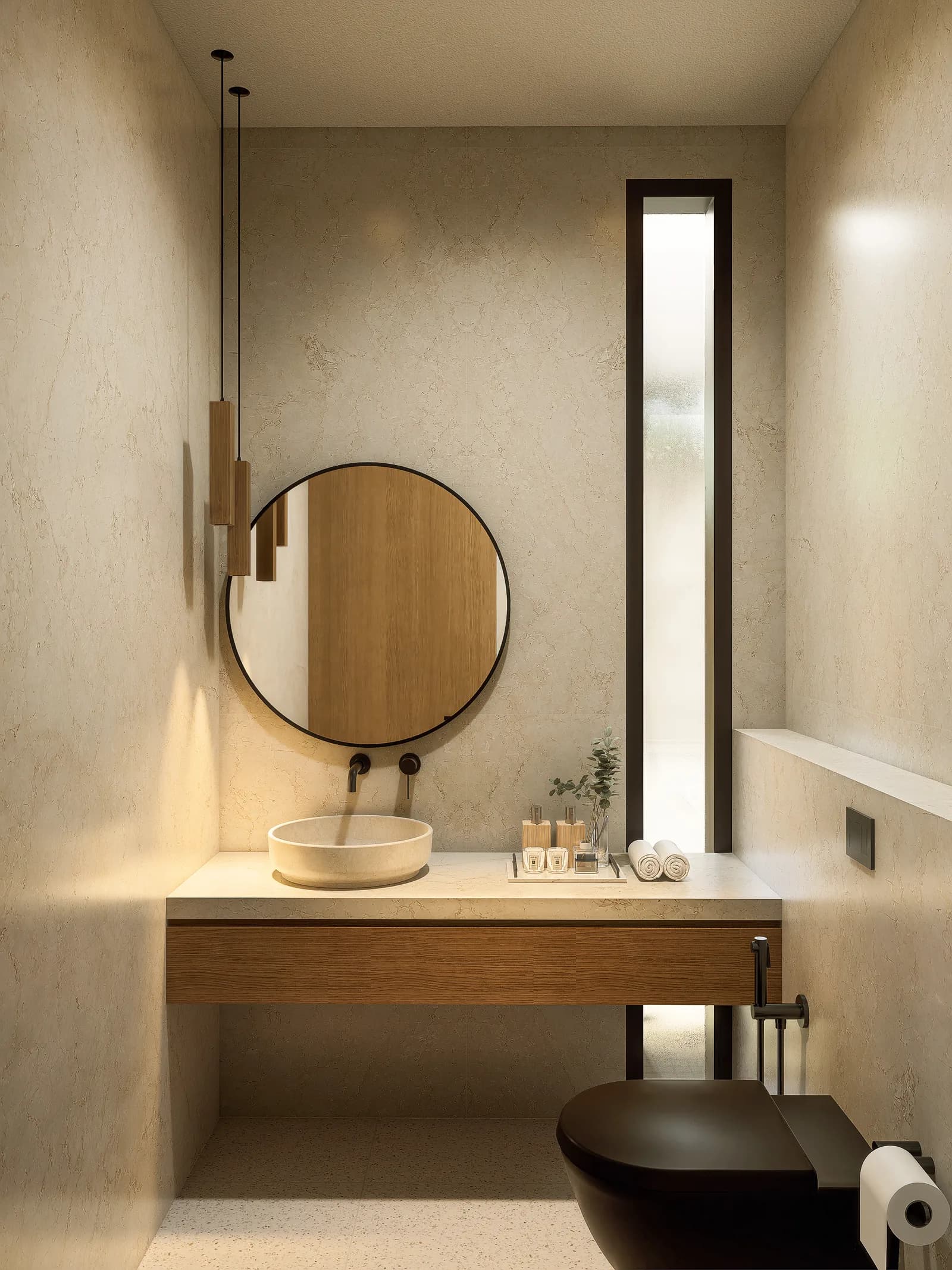 Vizualizace vily Seseh Villa — koupelna